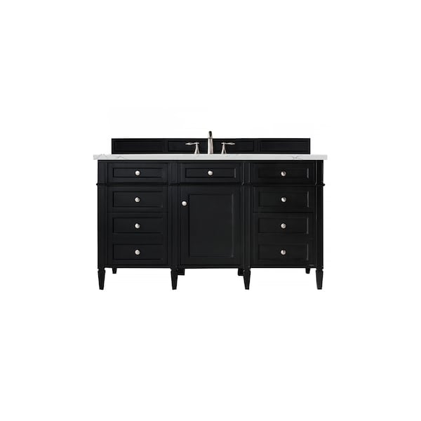 James Martin Vanities Brittany 60in Single Vanity, Black Onyx, w/ 3 CM Ethereal Noctis Quartz Top 650-V60S-BKO-3ENC - main